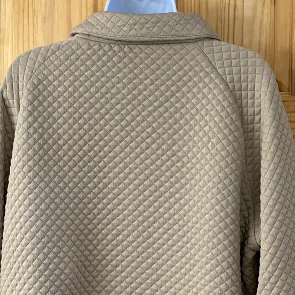 V582 Women’s 2 Way Button Up Cowl Neck or Collared Long Sleeve Sz M Tan Pullover - Picture 10 of 15